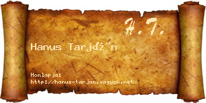 Hanus Tarján névjegykártya